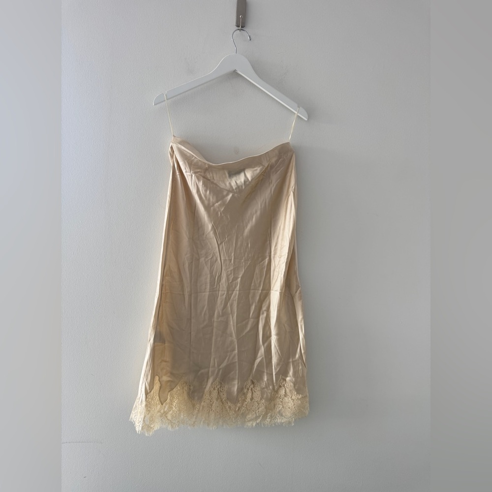 REFORMATION Carolina Silk Lace Midi Skirt in Sand L - Picture 4 of 4